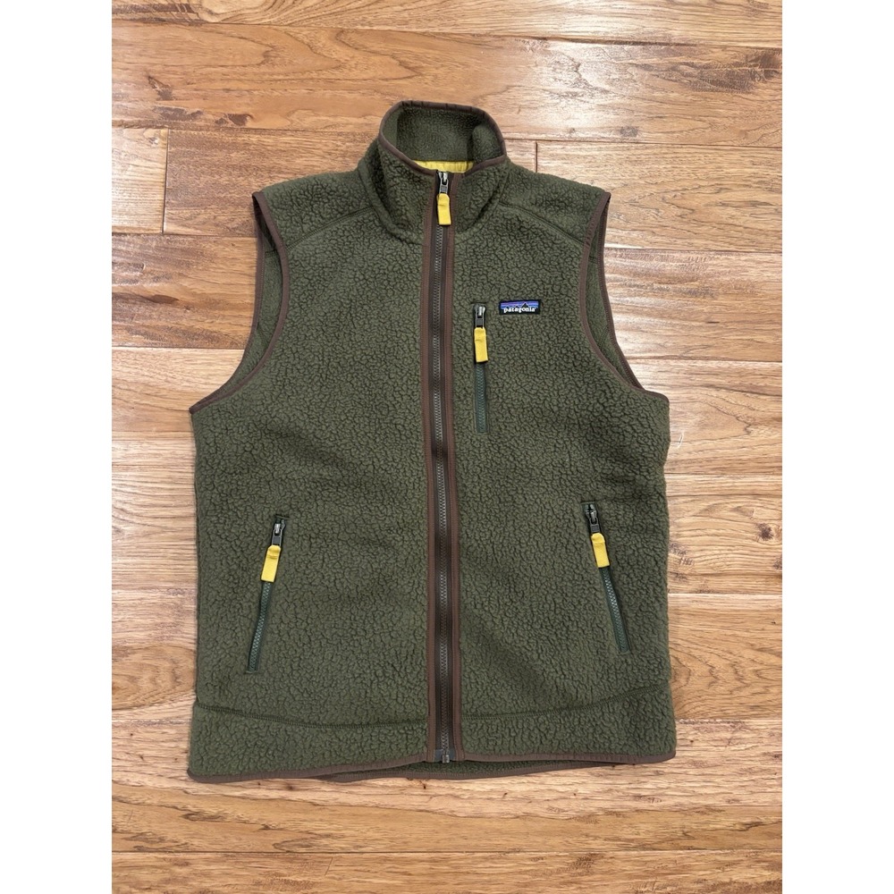 Patagonia Retro X Deep Pile Fleece Vest Green Full Zip 22821 Mens Medium